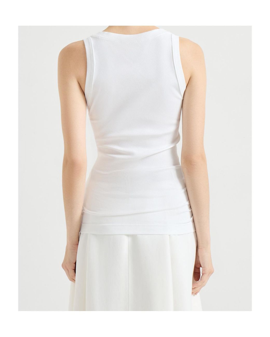 Brunello Cucinelli White Shiny Trim Tank Top