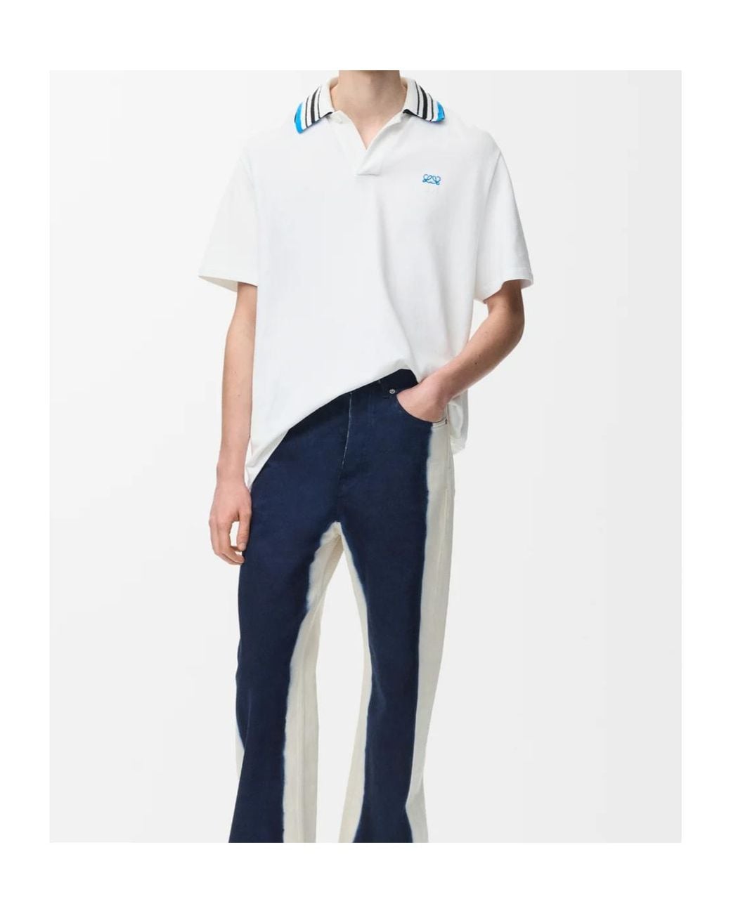 Loewe White Side Slits Polo Shirt for men