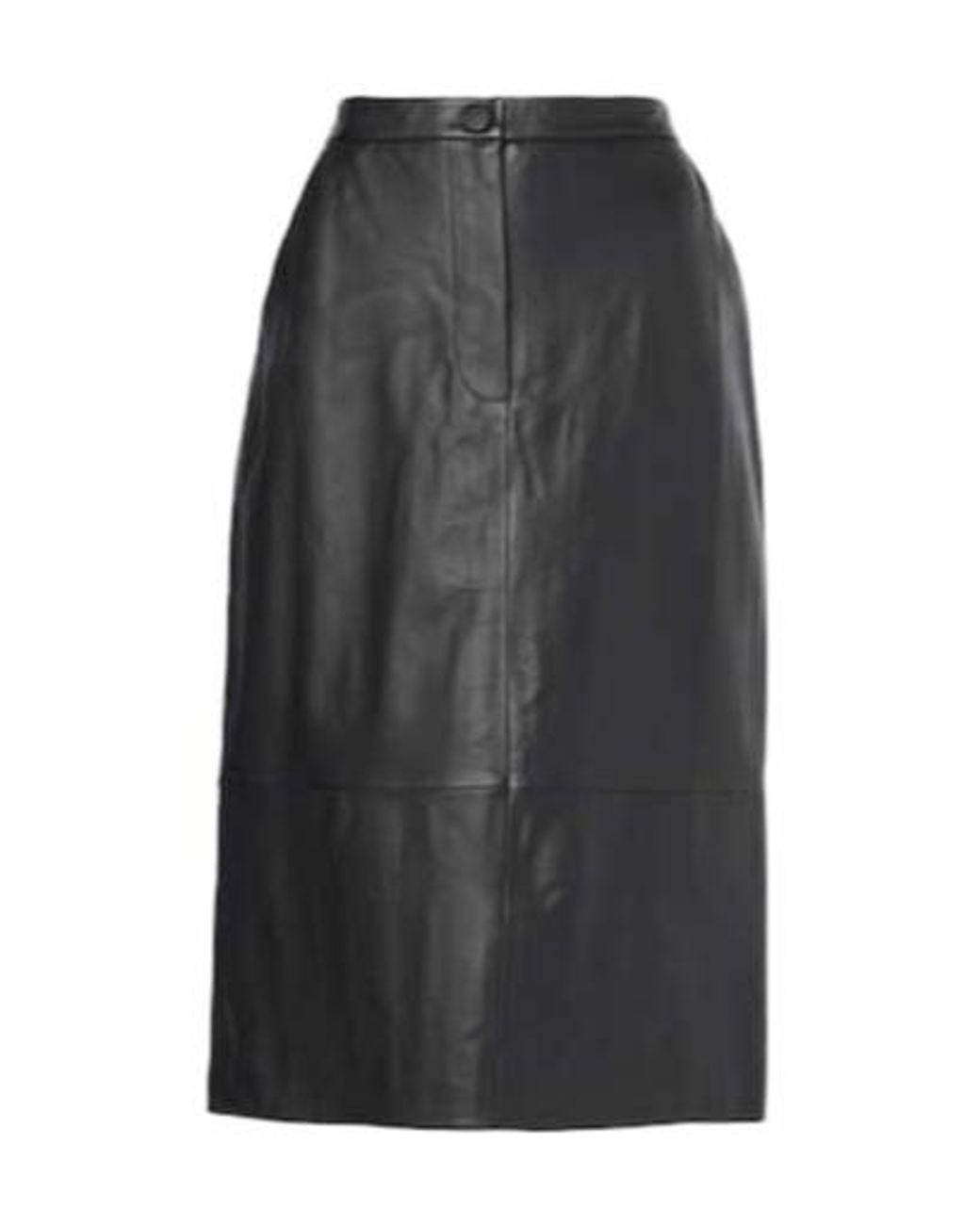 Yves Salomon Gray Leather Midi Skirt