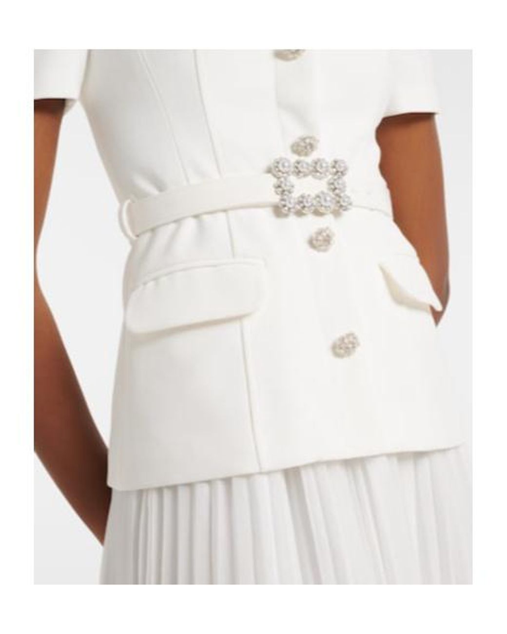 Self-Portrait White Square-Neck Short-Sleeve Top Paired