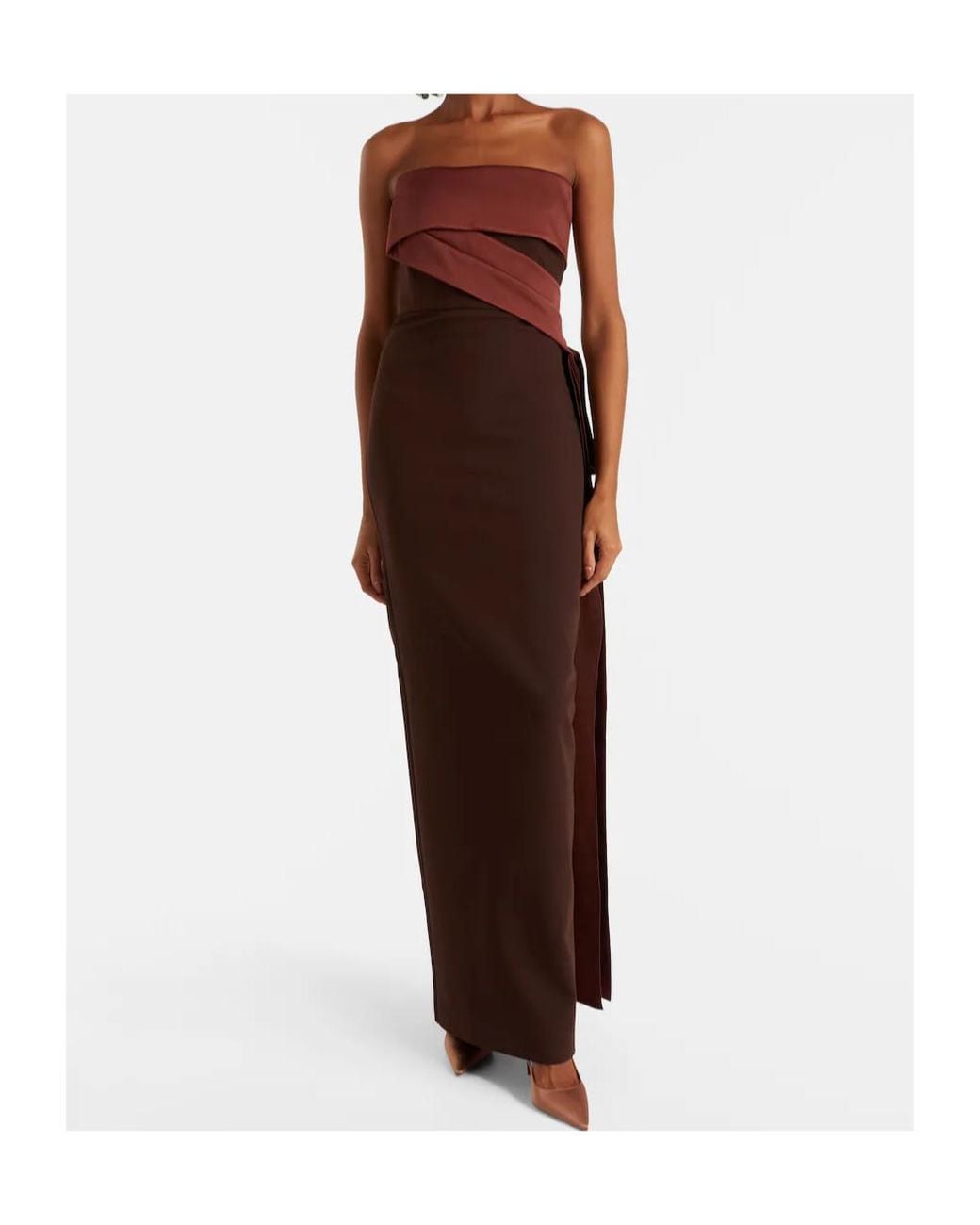 Roland Mouret Purple Crêpe And Taffeta Bustier Gown