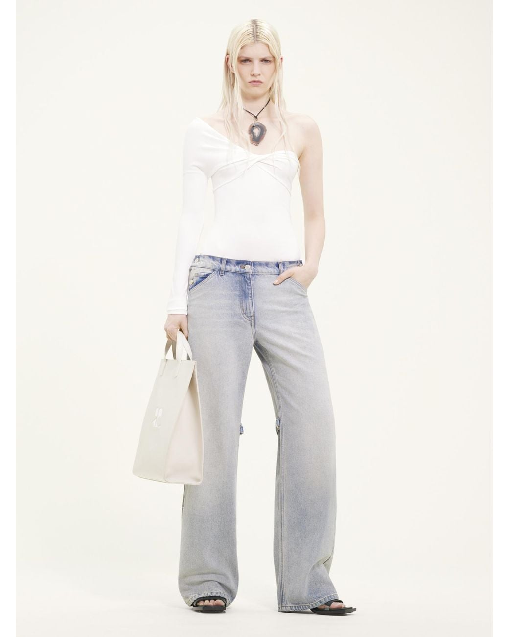 Courreges White Twist-Detail Crepe Top
