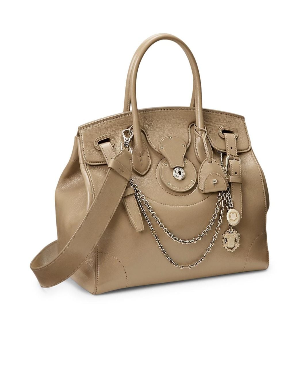 Ralph Lauren Natural Ricky 33 Charm-Detail Tote Bag