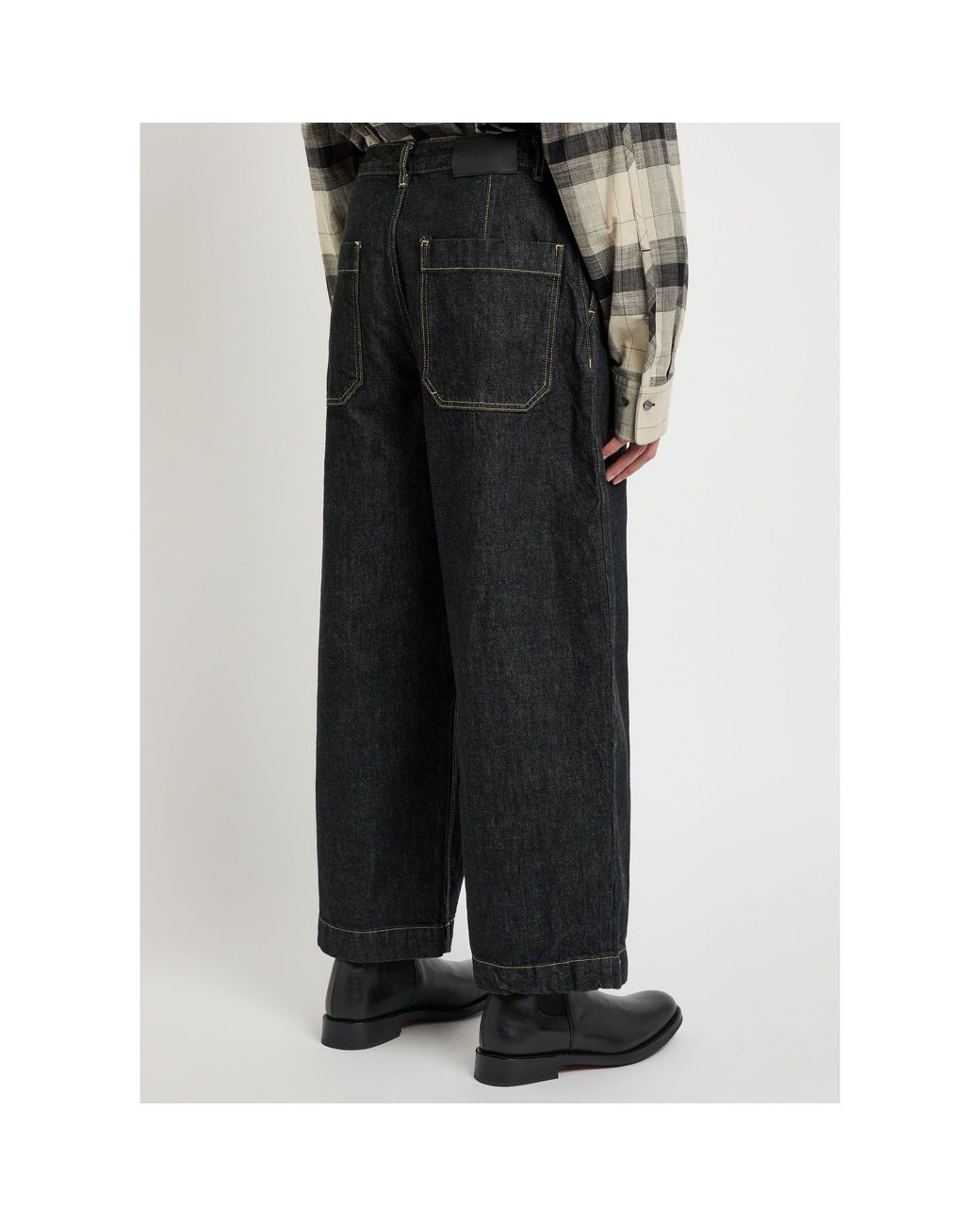 Studio Nicholson Black Mid-Rise Cotton Wide-Leg Jeans for men