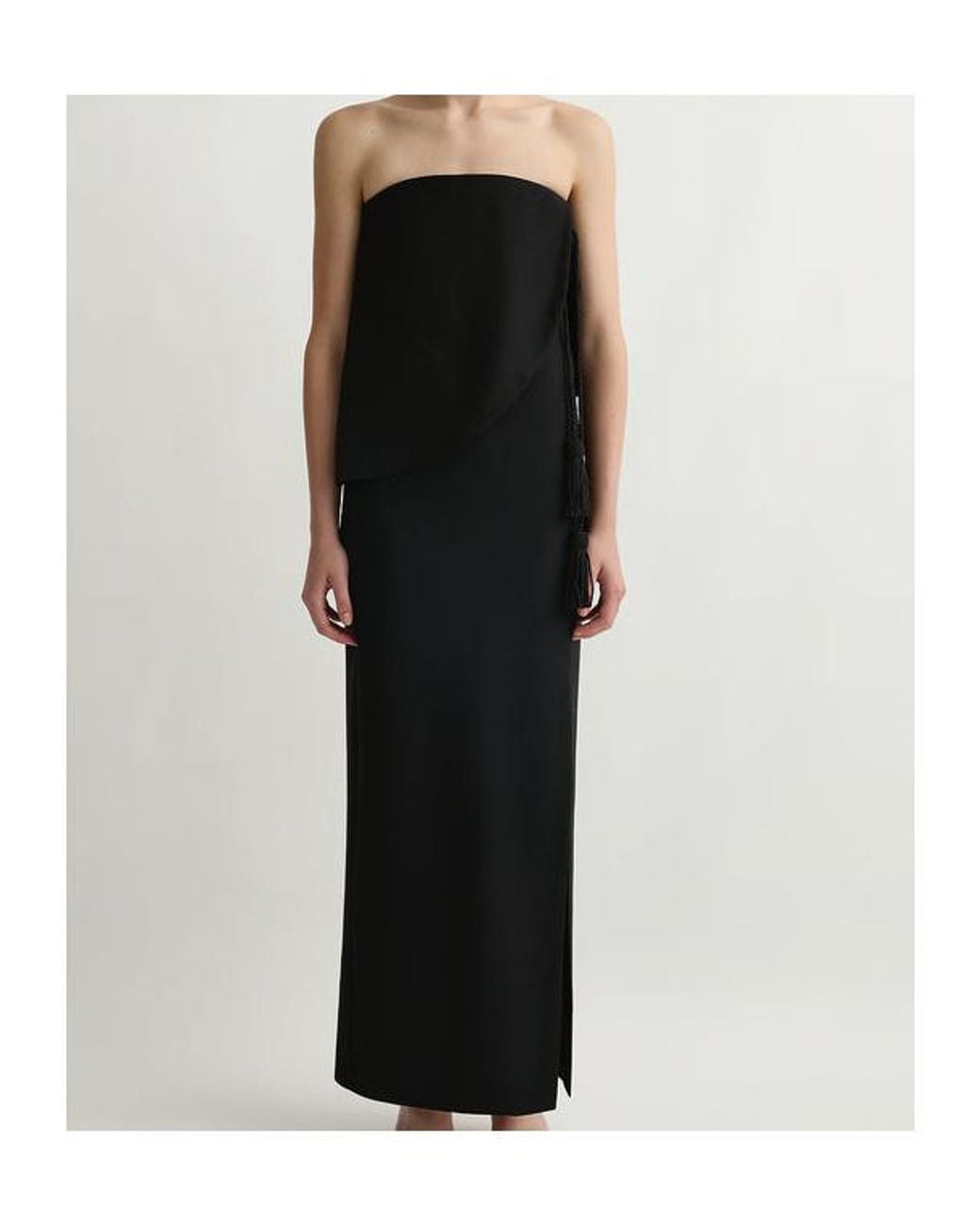 Posse Black Elspeth Belted Draped Wool-Twill Maxi Dress