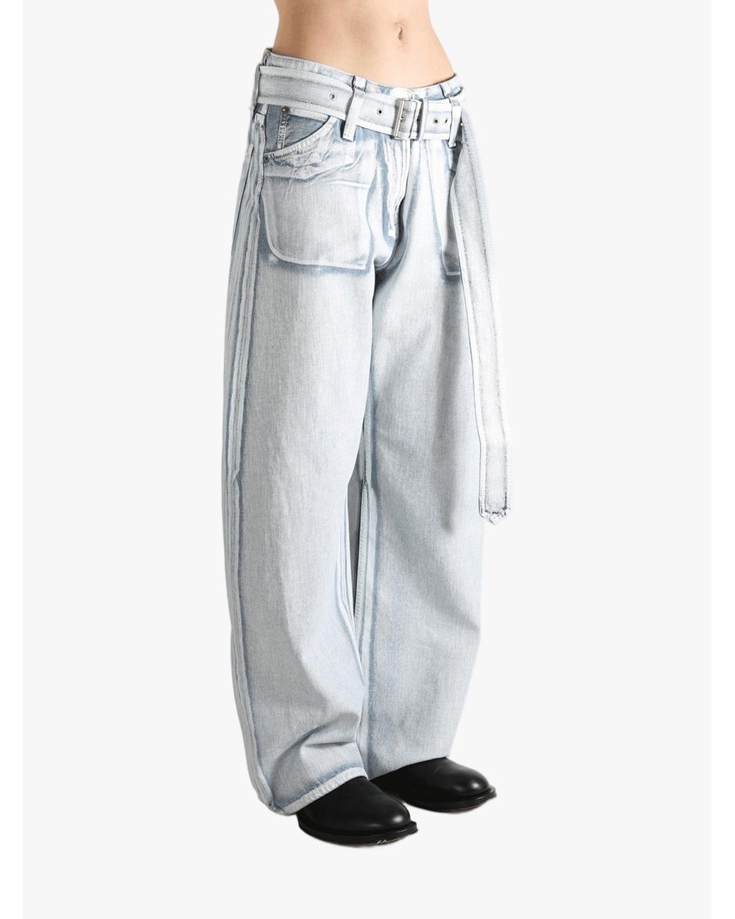 Acne Blue Belted Tapered Leg Jeans