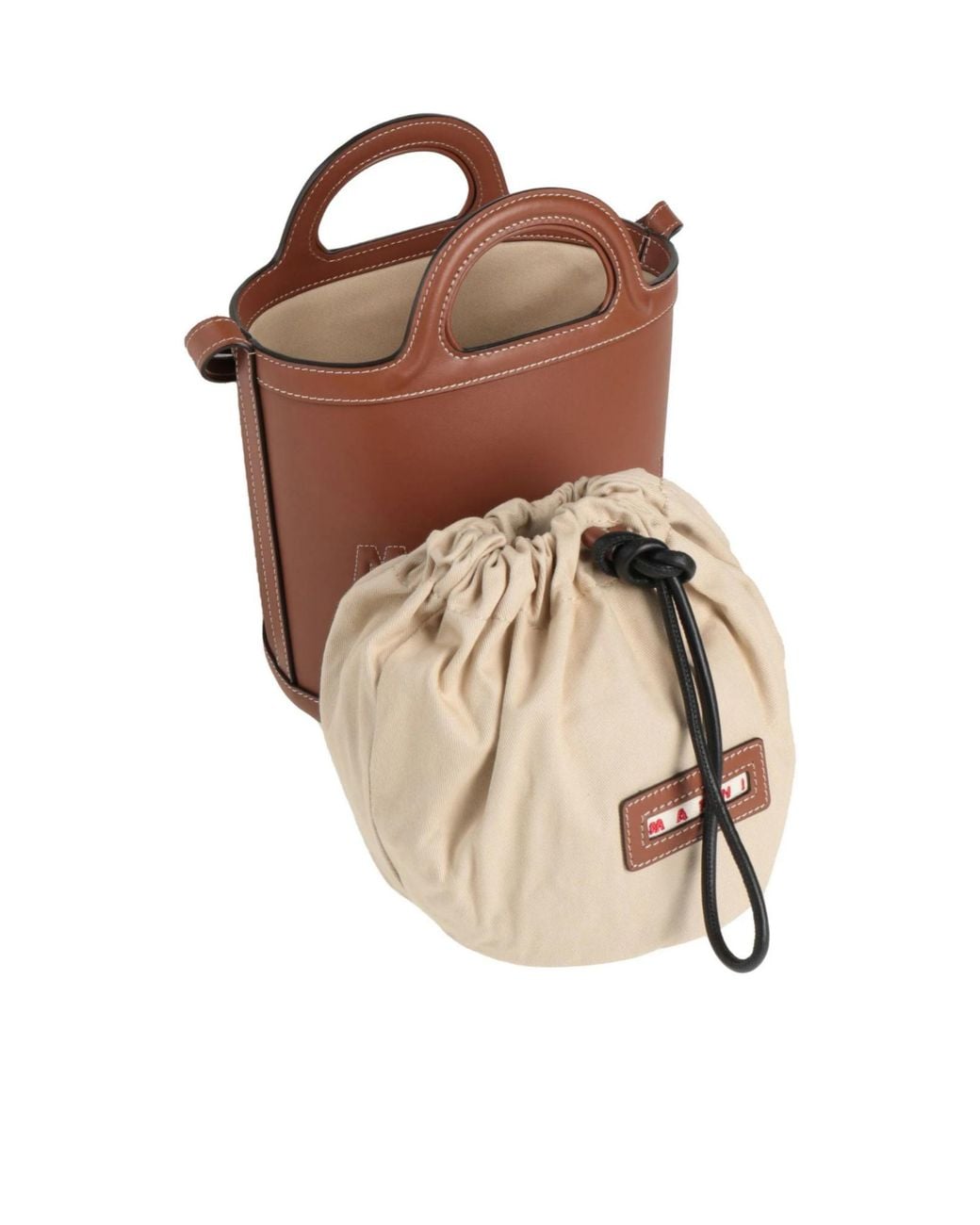 Marni Brown Small Solid-Color Bucket Bag