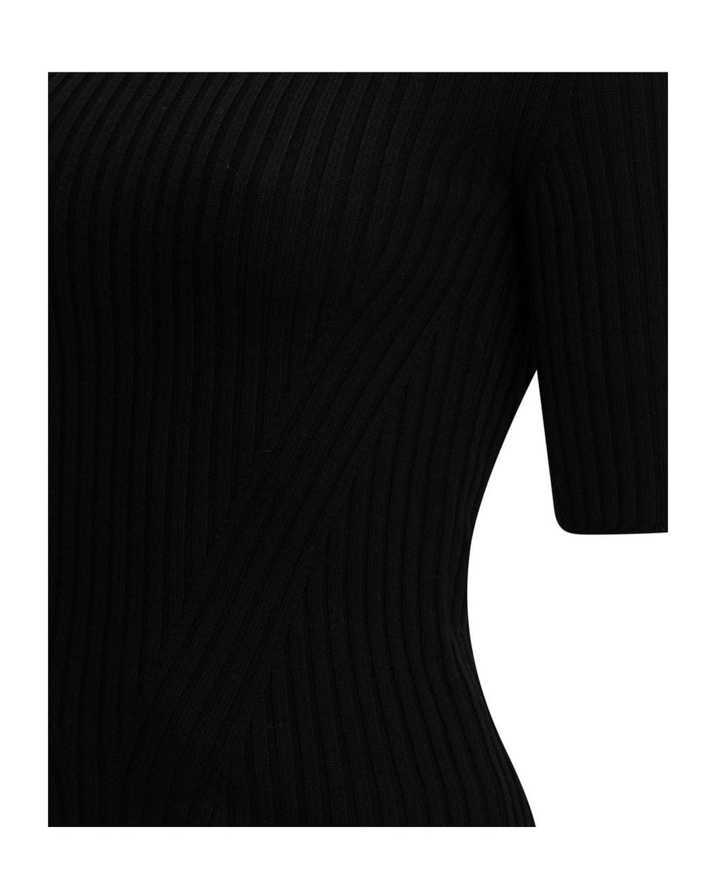 Herno Black Ribbed Short-Sleeve Turtleneck Top