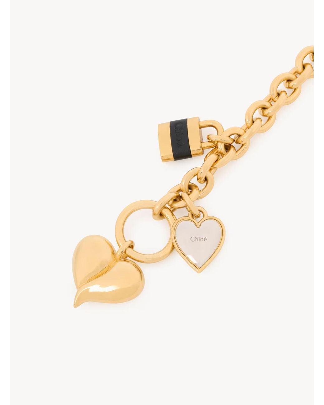 Chloé Metallic Chloé Paddington Heart Charm Bracelet
