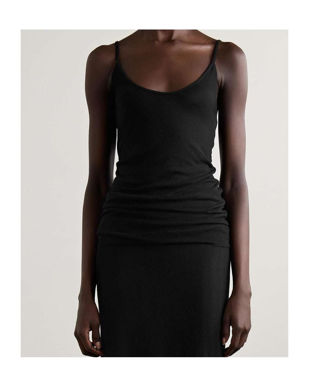 Khaite Black Selee Ribbed-Knit Tank