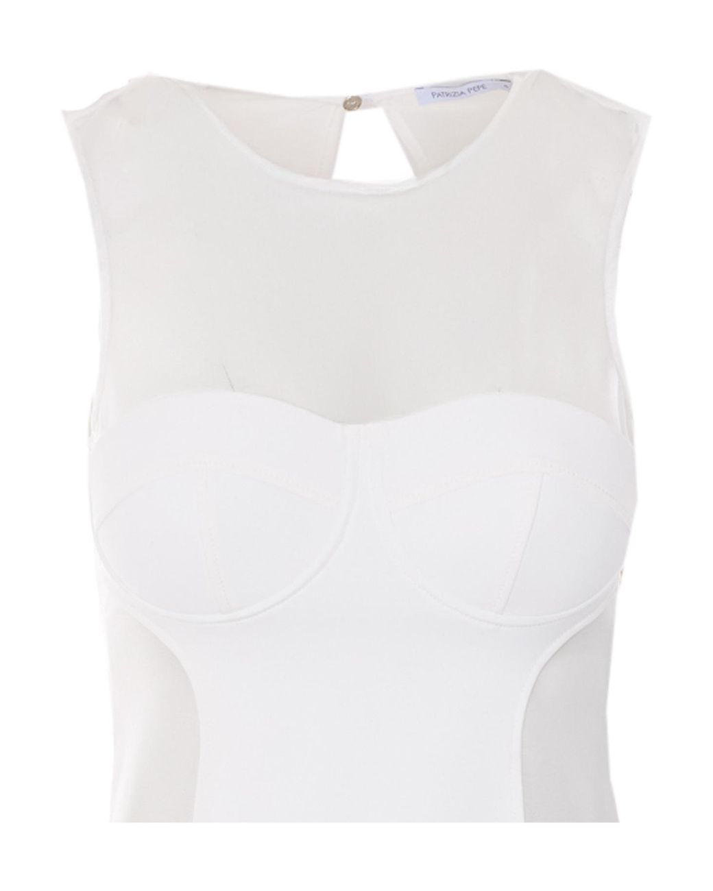Patrizia Pepe White Sheer Panel Bustier Dress