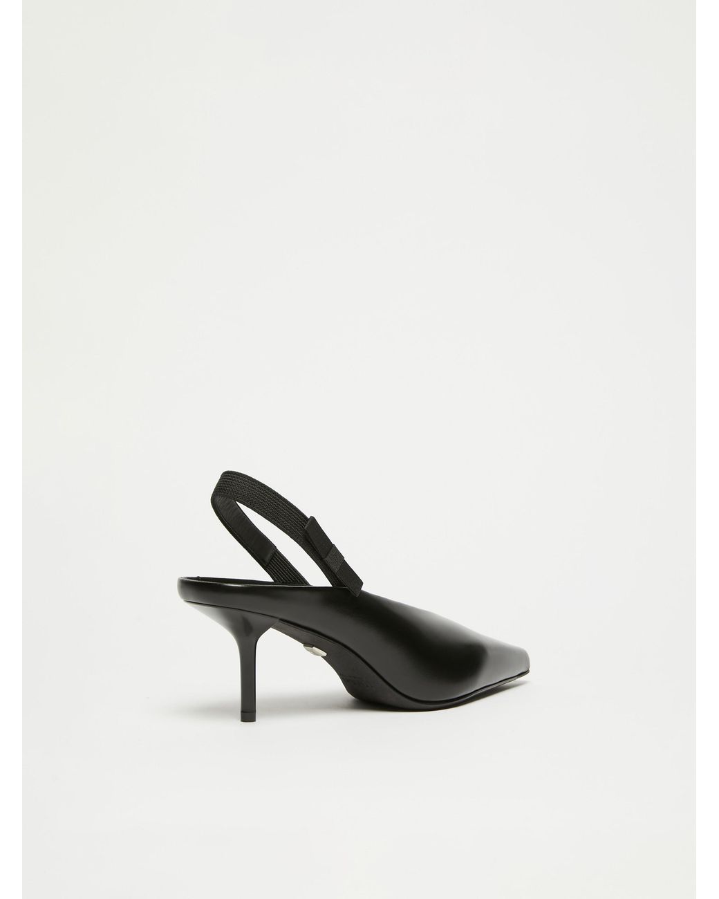 Max Mara Black Leather Slingback Mules With Bow