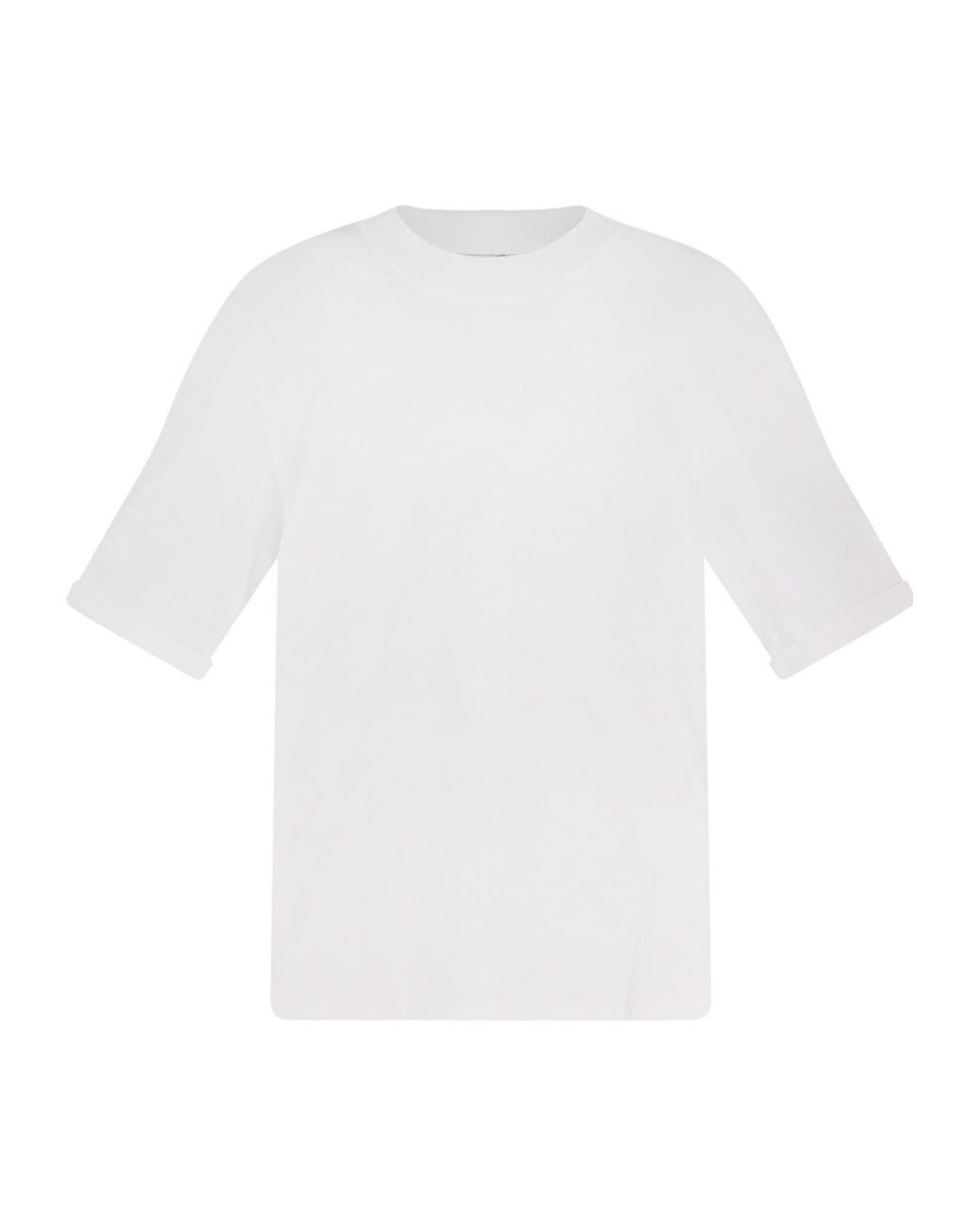 Brunello Cucinelli White Short Sleeved Mock Neck T-Shirt for men