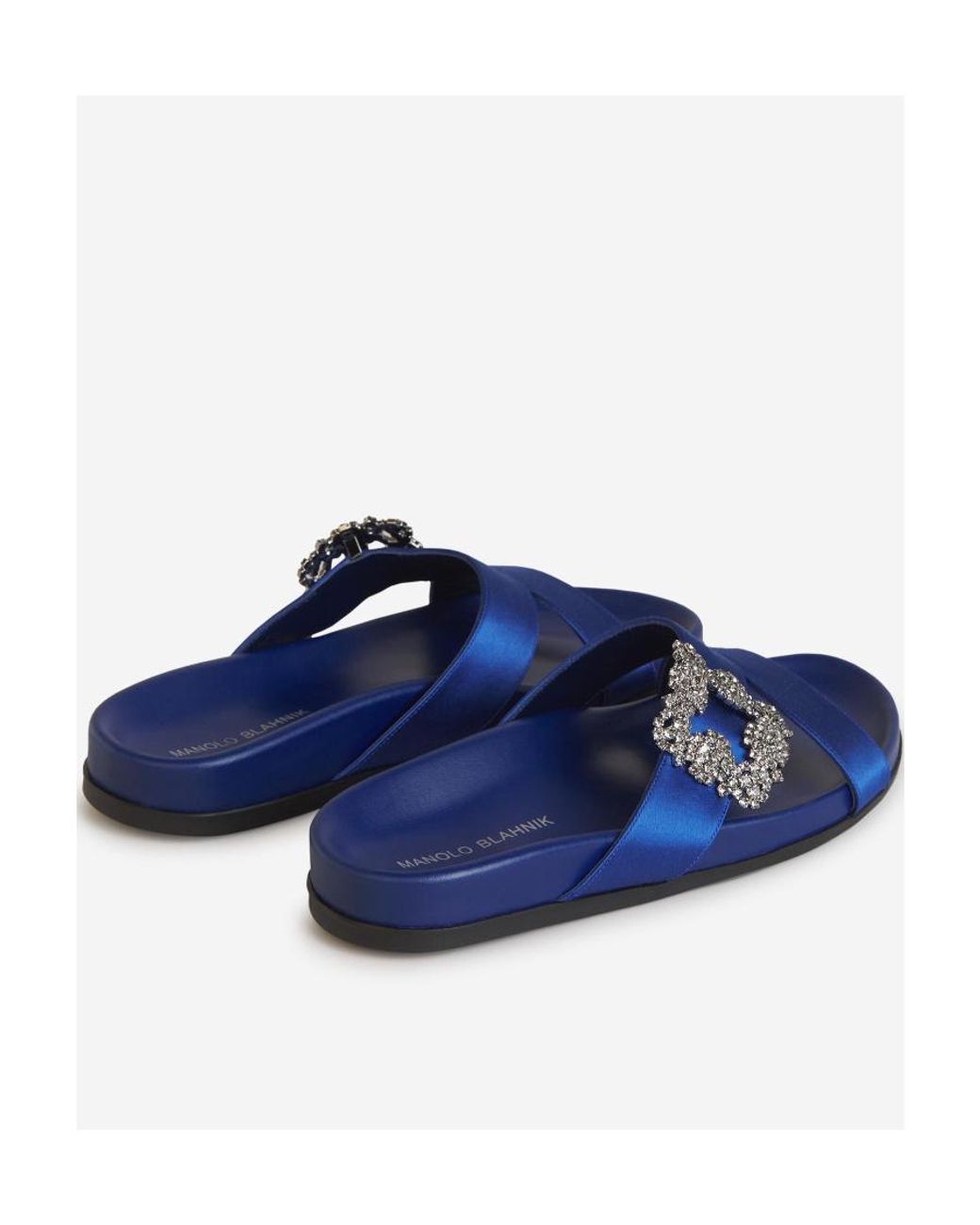 Manolo Blahnik Blue Gem Buckle Slides