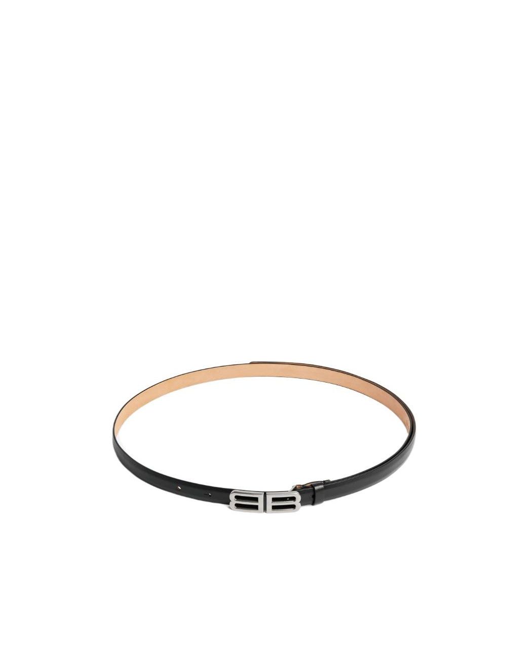 Balenciaga White Logo Plaque Thin Belt for men