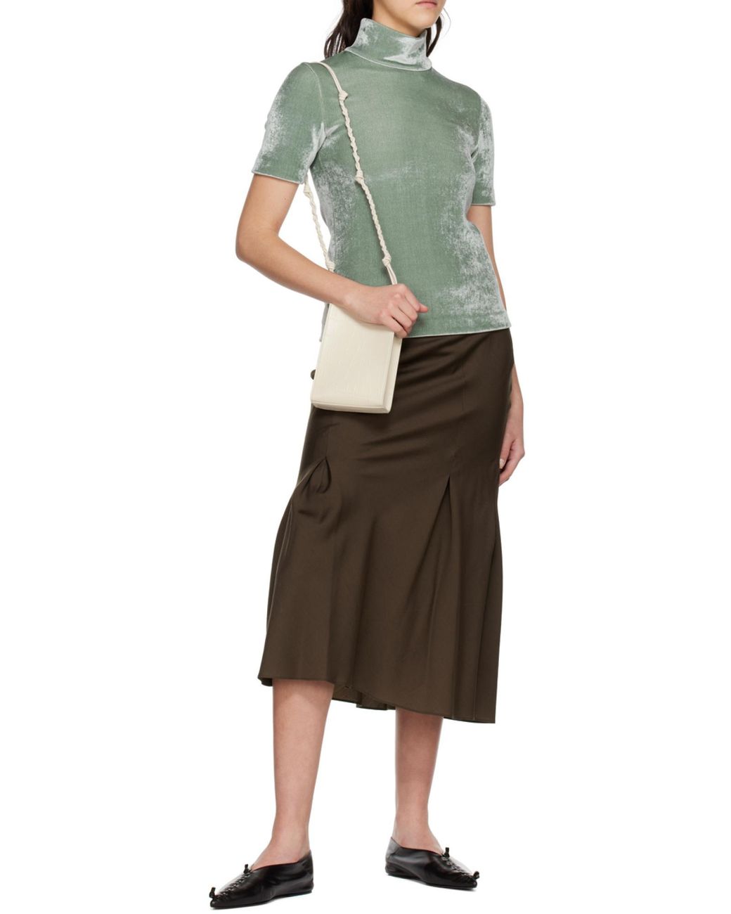 Jil Sander Natural Logo Embossed Crossbody Bag