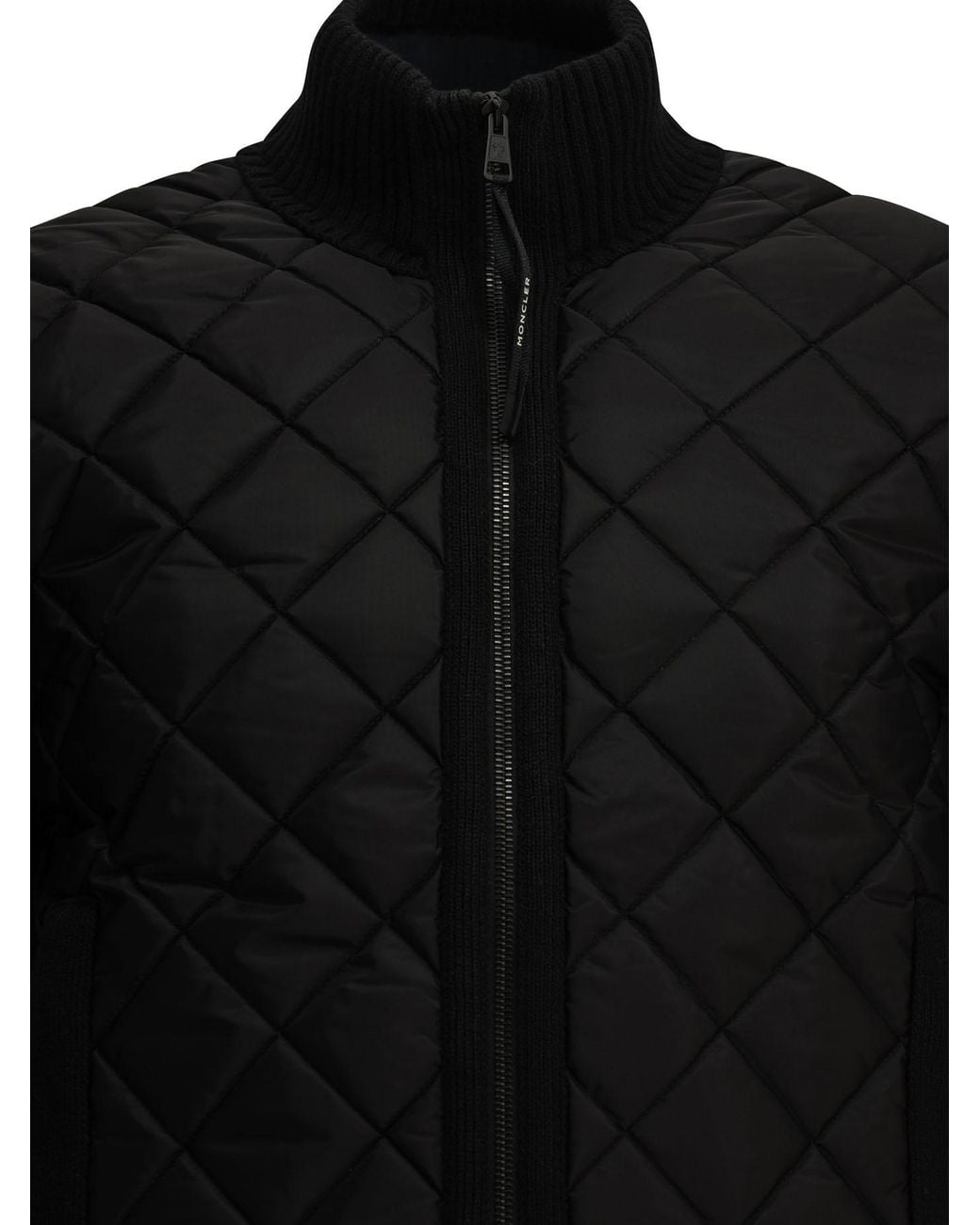 Moncler Black Quilted Zip-Up Cardigan for men