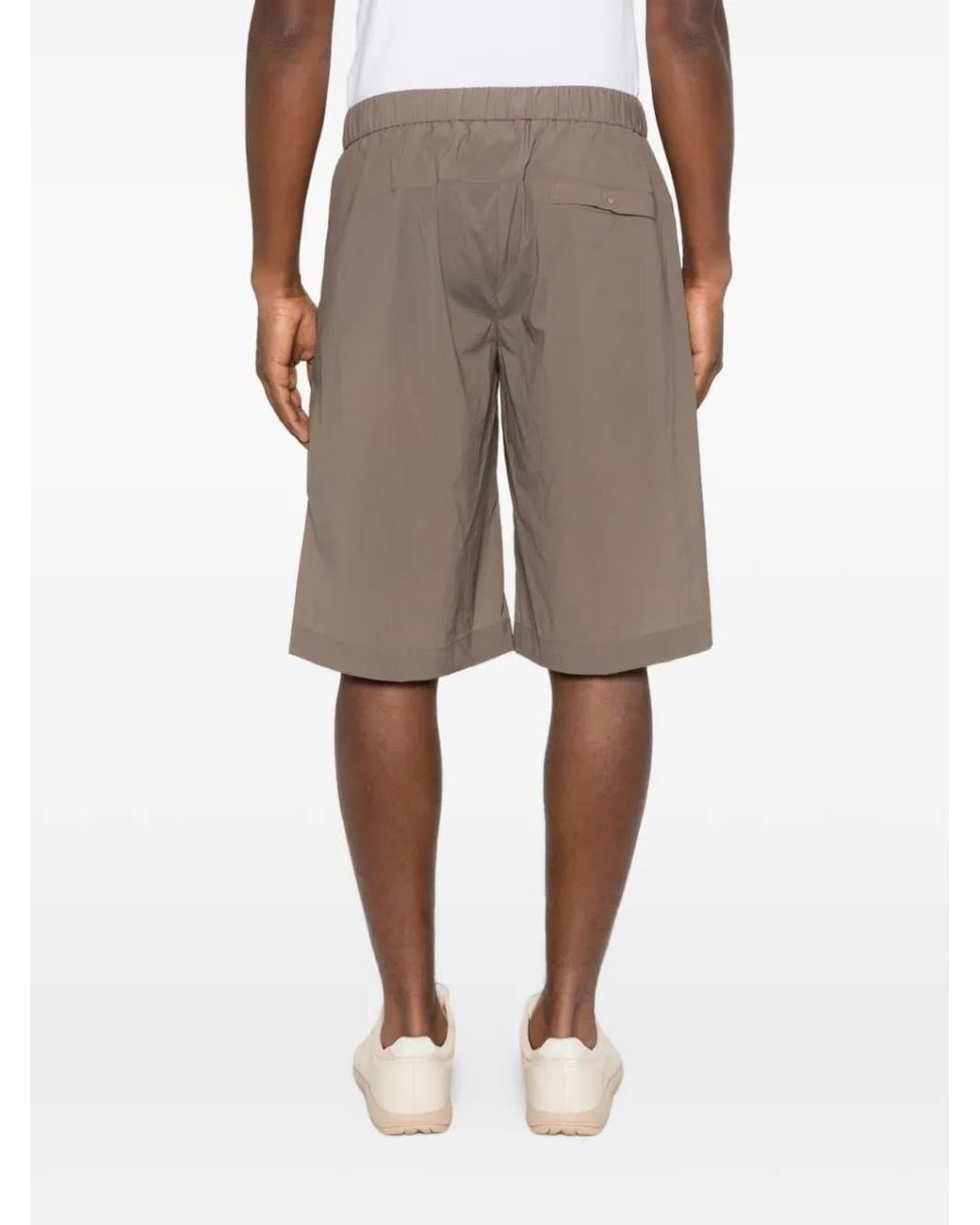 Herno Brown Pleated Elastic-Waist Shorts for men