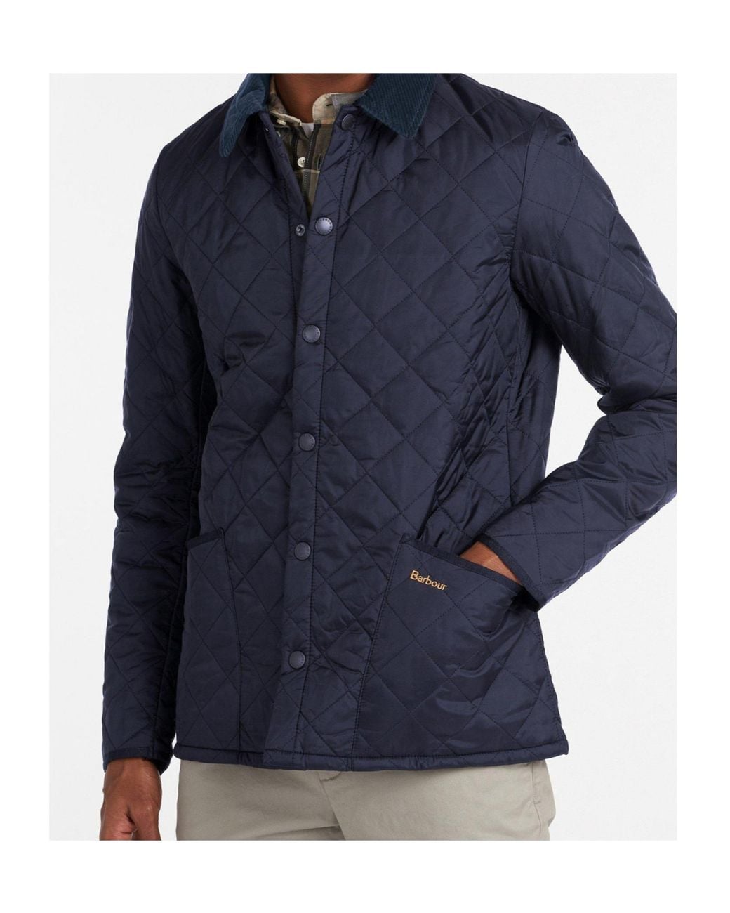 Barbour Blue Quilted Long-Sleeved Cotton Coat for men