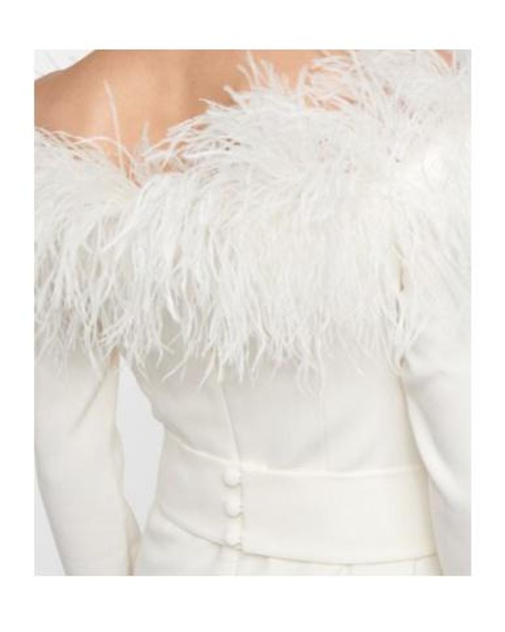 Safiyaa White Feather-Trimmed Jumpsuit