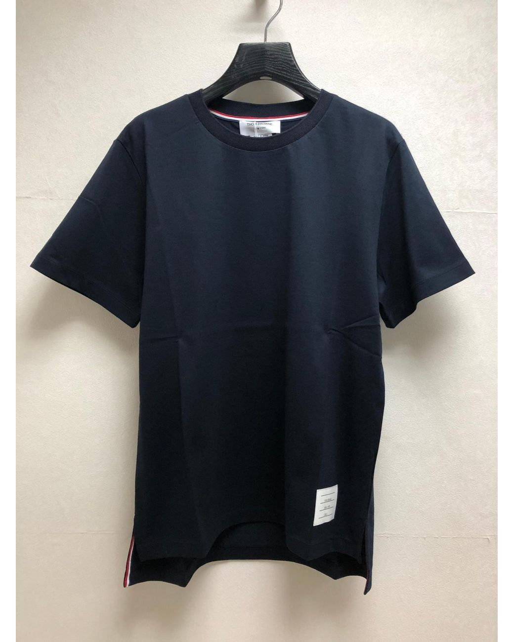 Thom Browne Blue Logo Patch Crewneck T-Shirt for men