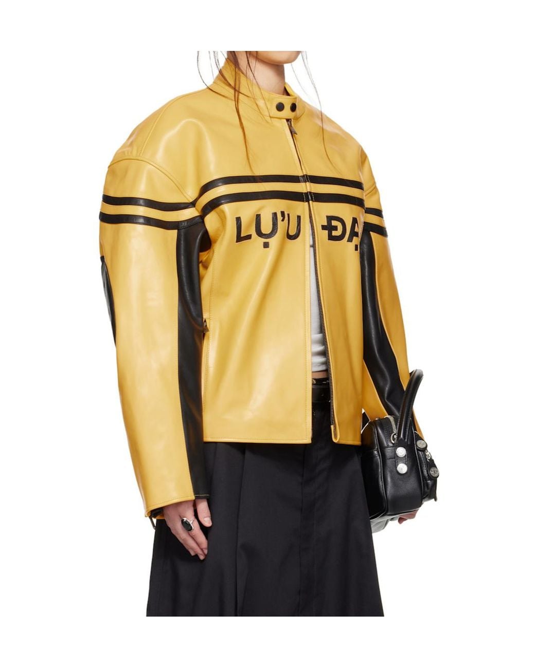 Lu'u Dan Metallic Bruce Lee X Lựu Đạn Collaboration Legacy Moto L-D Stand Collar Leather Jacket for men