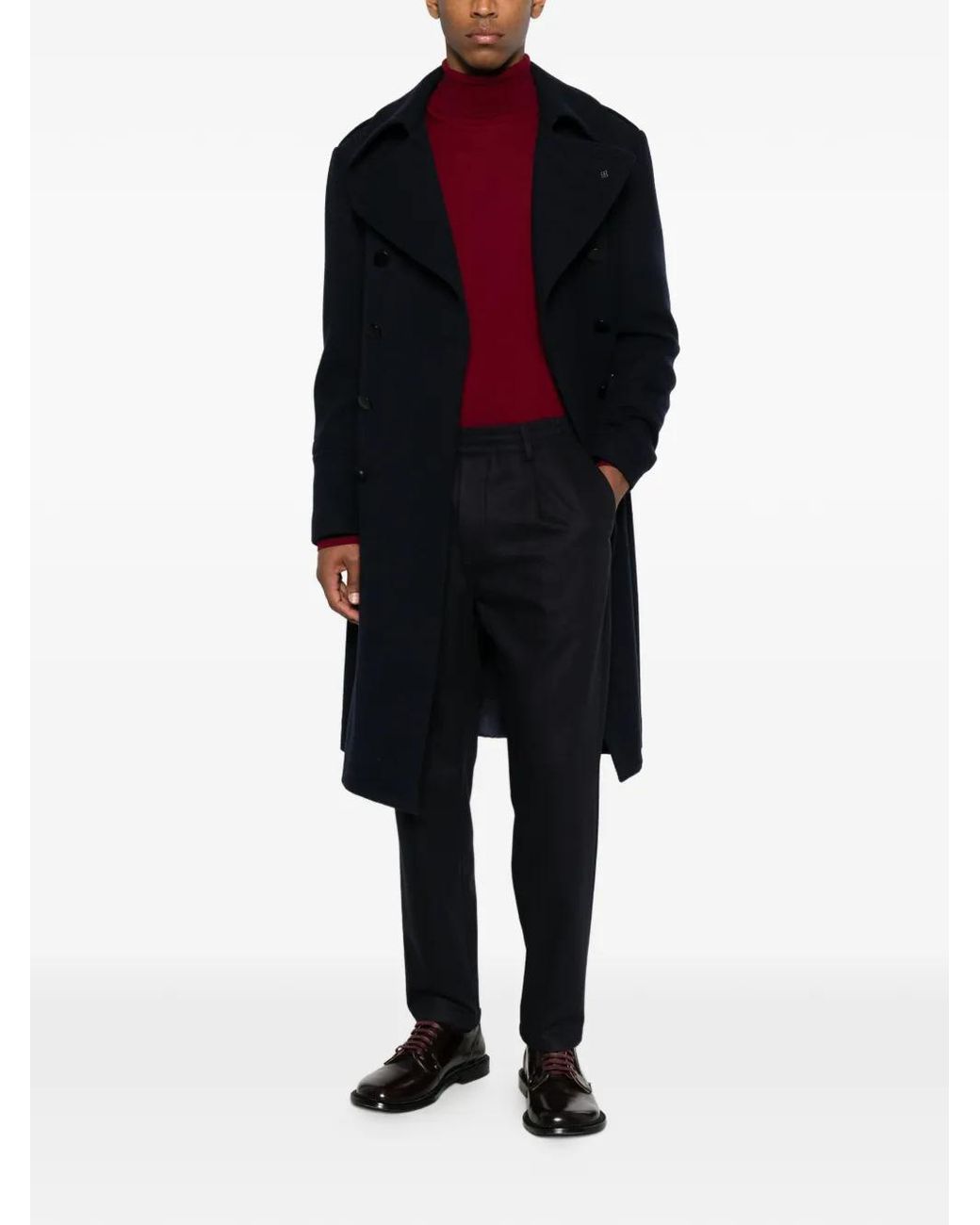 Eleventy Black Elastic-Waist Wool Pants for men