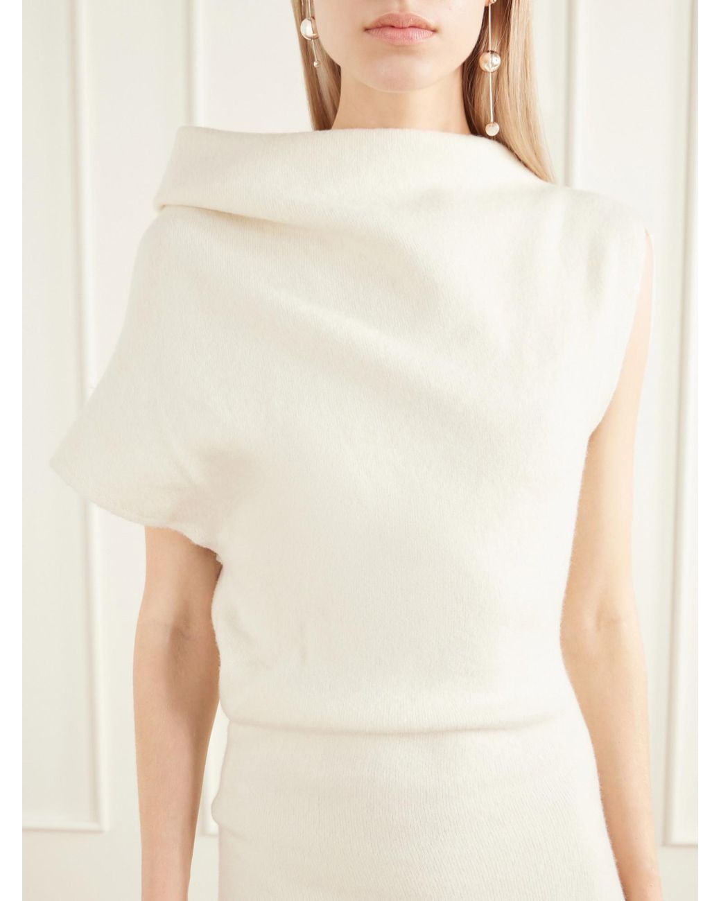 Proenza Schouler White Asymmetric Wool-Blend Midi Dress