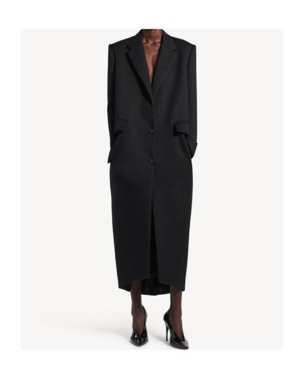 Balenciaga Black Wool Long Trench Coat