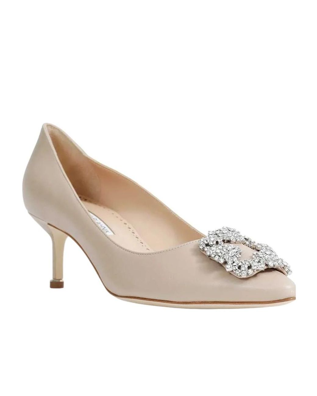 Manolo Blahnik White Buckled High Heels