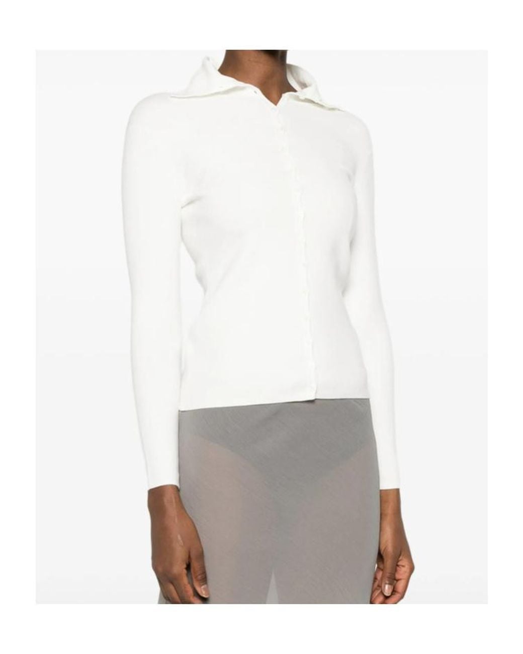 Totême White Totême Buttoned High-Neck Knitted Cardigan