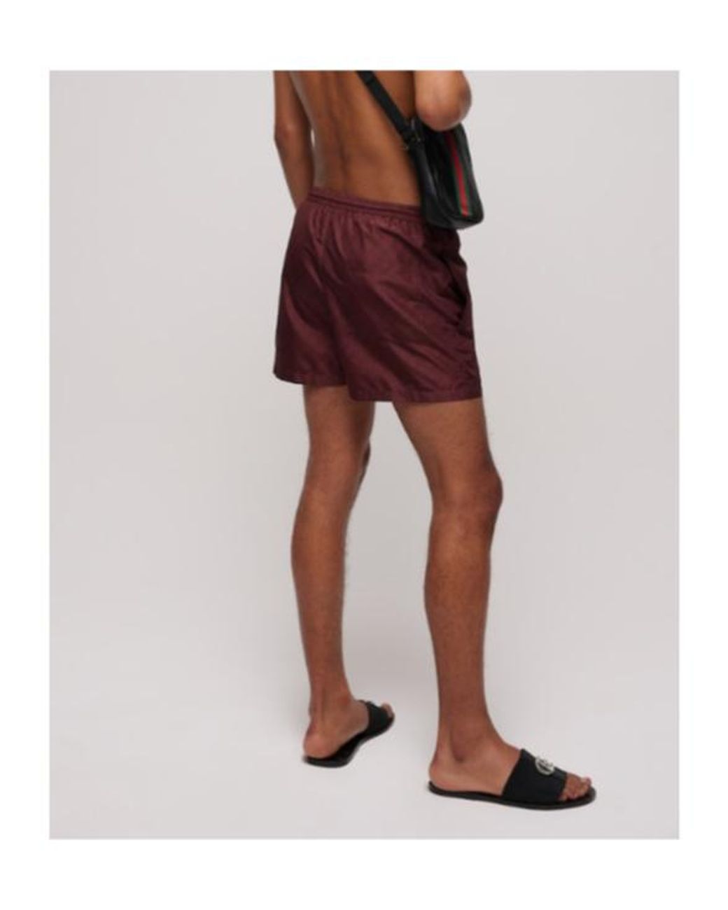 Gucci Red Printed Polyester Poplin Swim Shorts for men