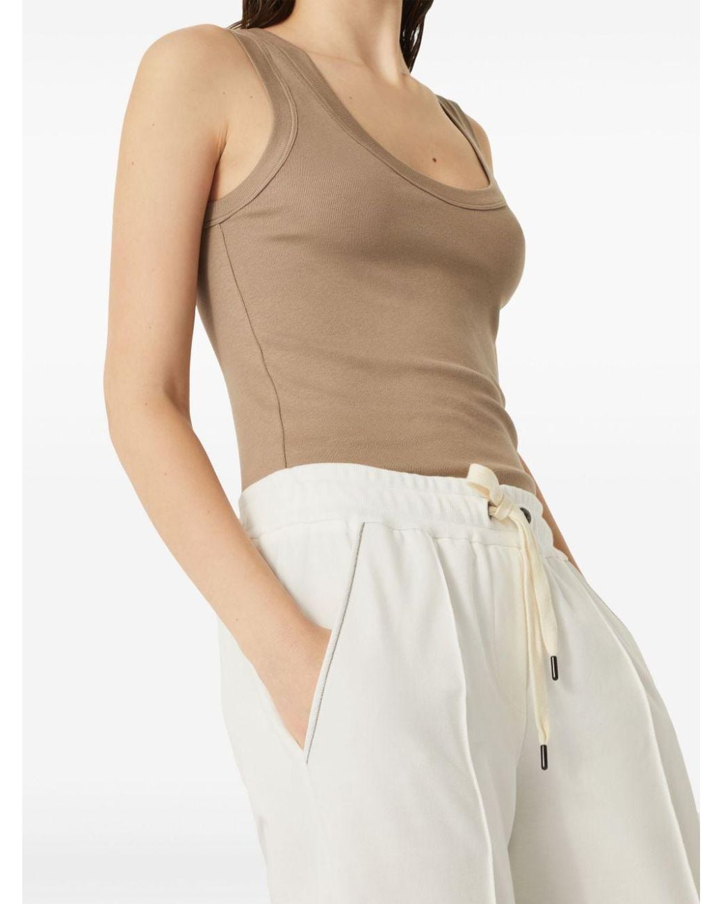Brunello Cucinelli White Drawstring Tapered-Leg Sweatpants