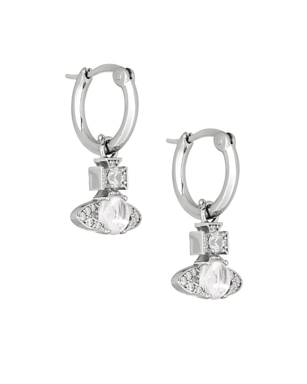 Vivienne Westwood White Ondina Hoop Earrings