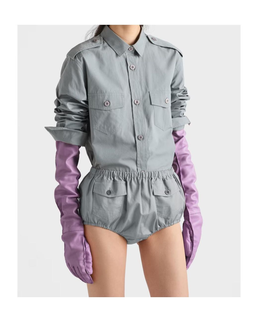 Prada Gray Long-Sleeved Button-Up Shirt