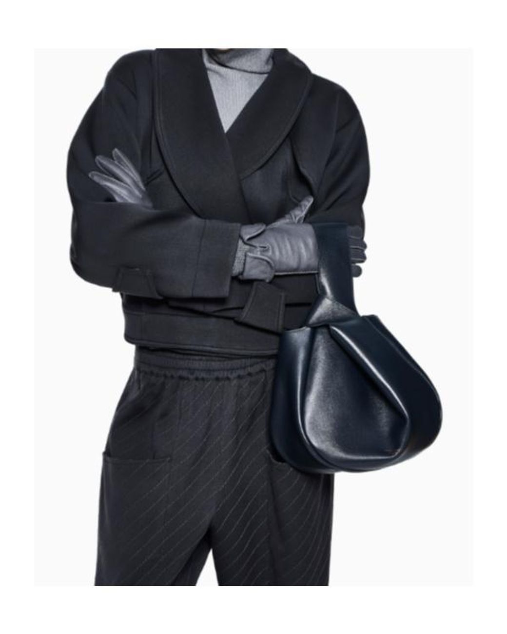 Giorgio Armani Blue Shawl-Collar Cropped Jacket