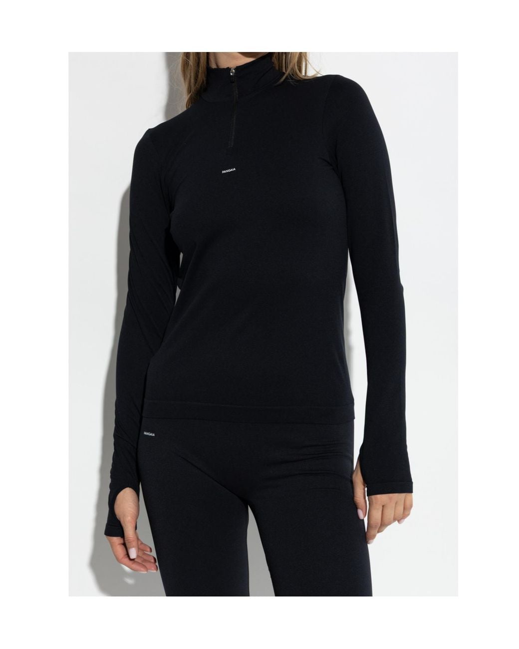 PANGAIA Black Quarter-Zip Performance Sweatshirt
