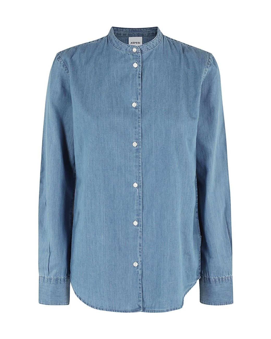 Aspesi Blue Chinese Collar Denim Shirt