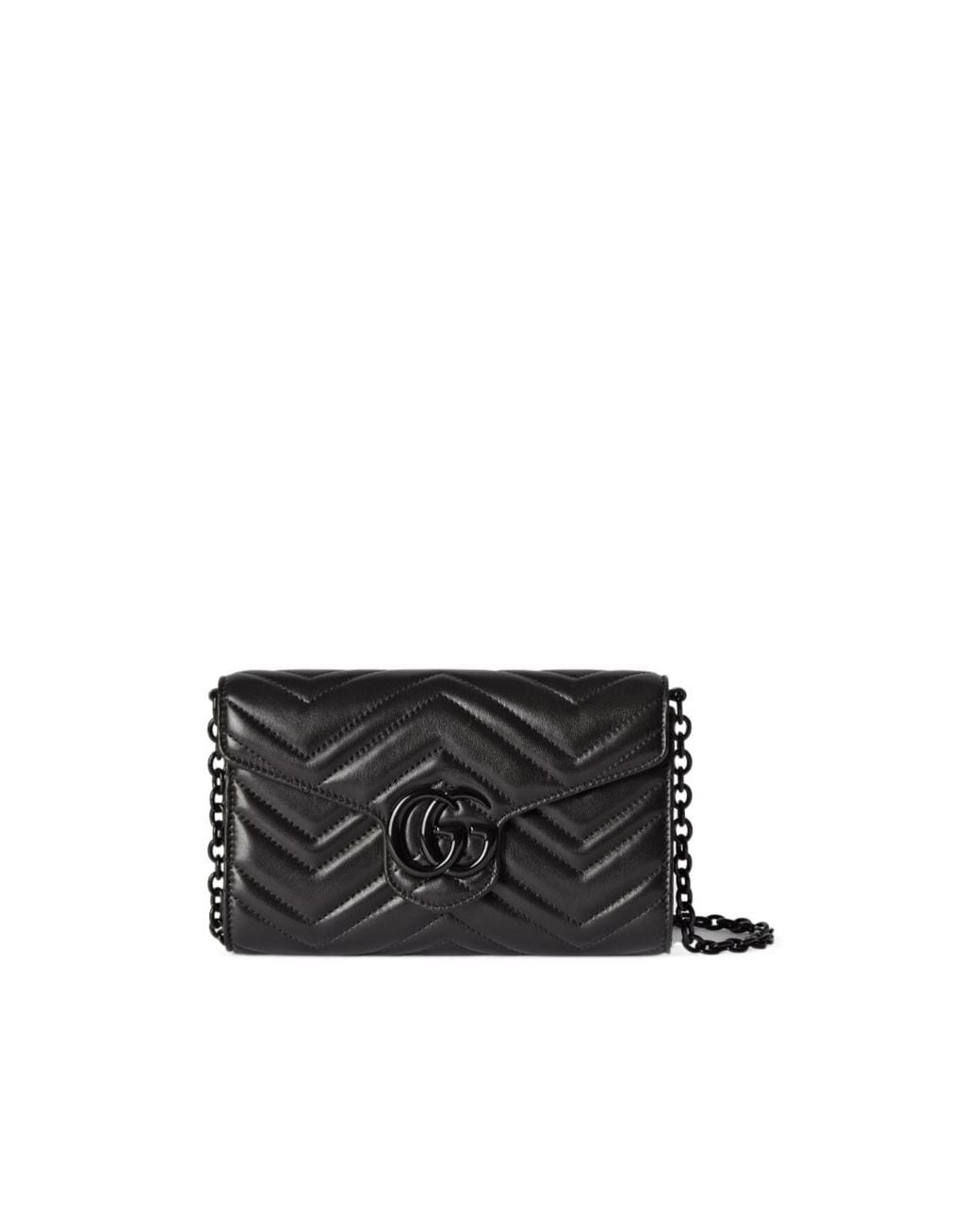 Gucci Black Chain Linked Gg Marmont Wallet