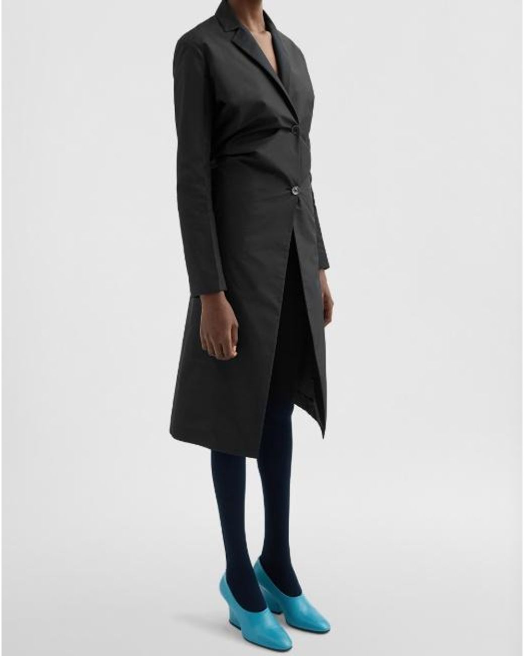 Jil Sander Black Technical Faille Coat