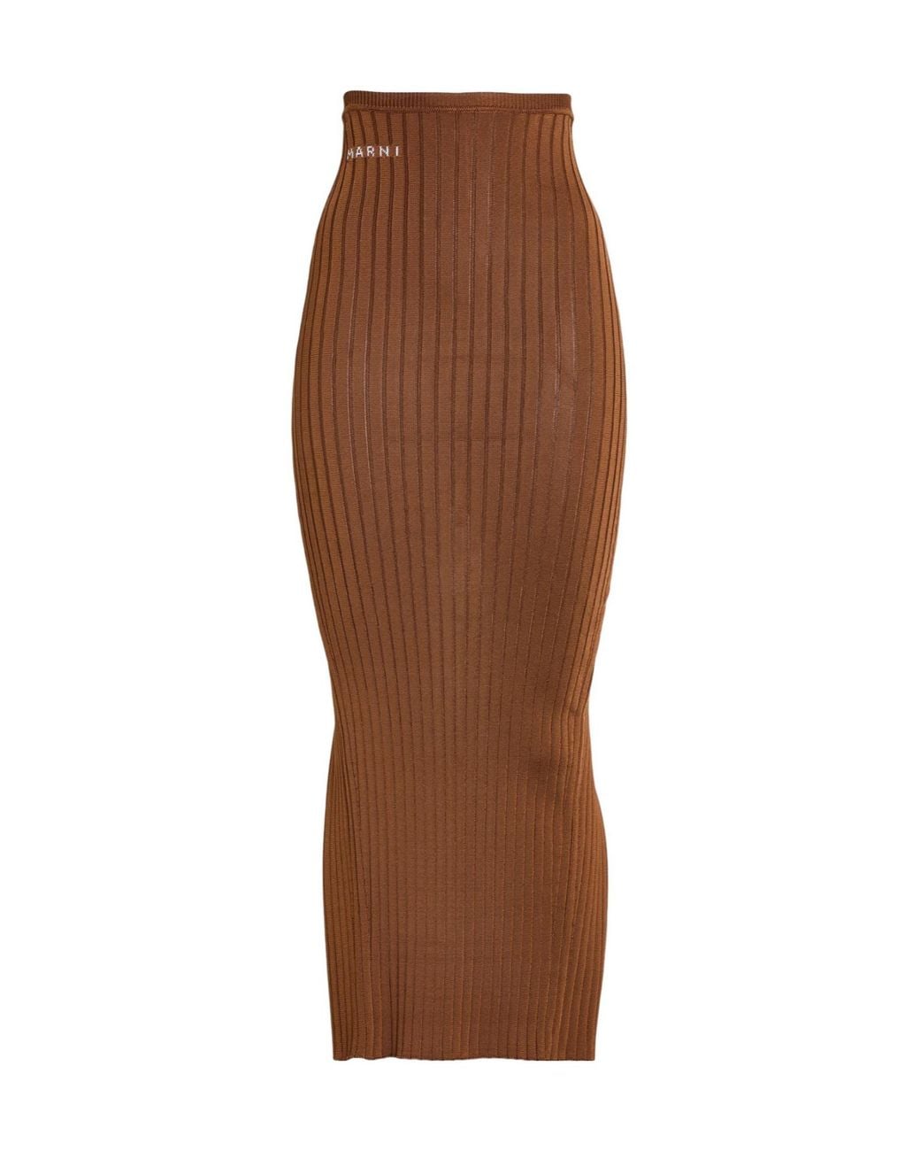 Marni Brown Solid Color Knitted Pencil Skirt