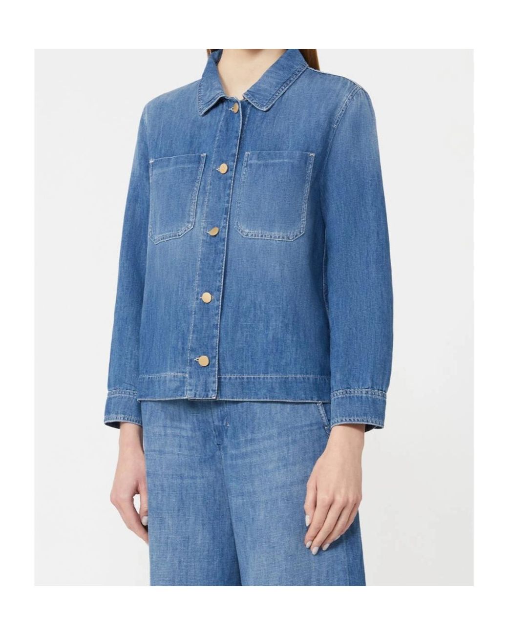 Max Mara Blue Cotton And Linen Denim Jacket