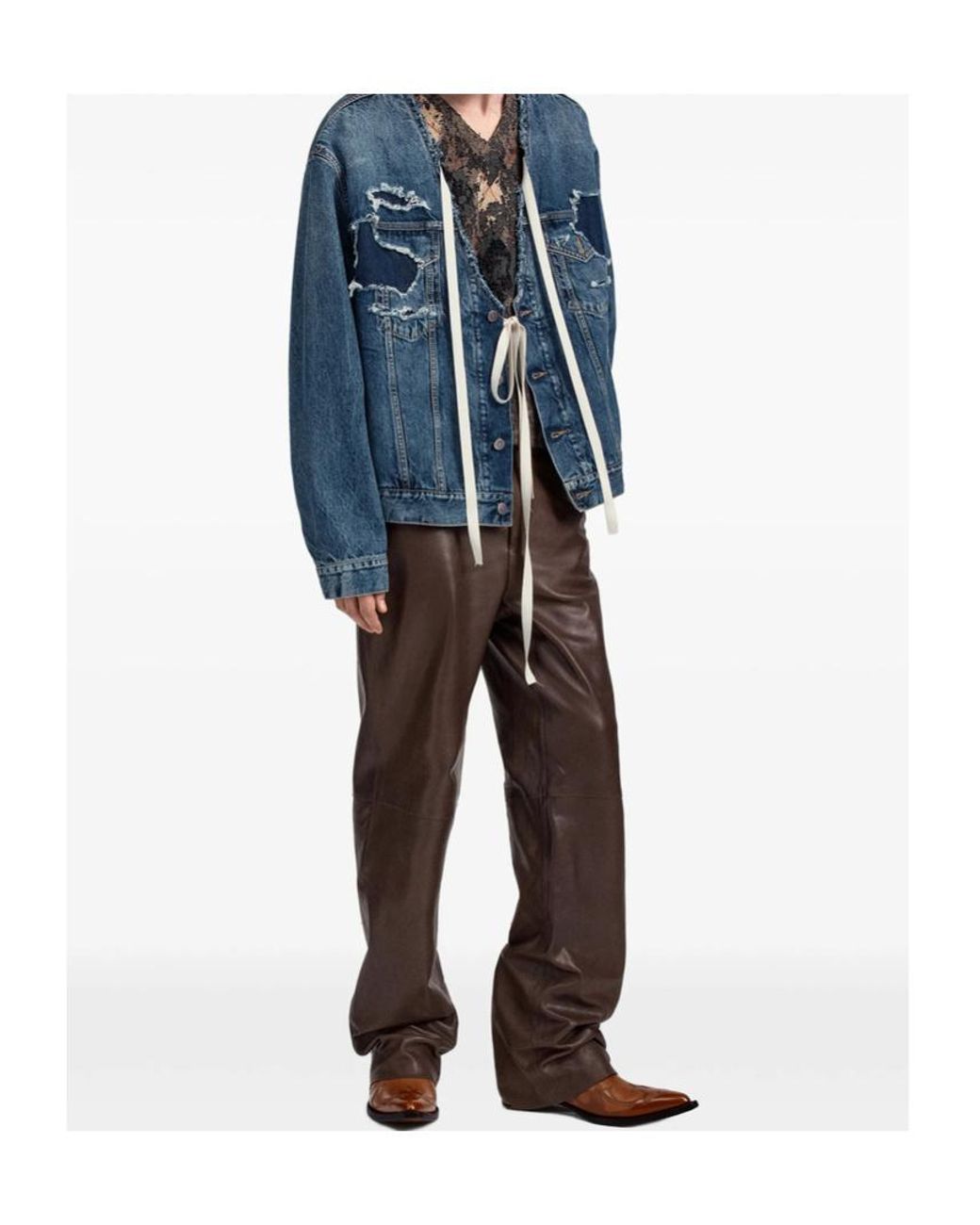 Maison Margiela Blue Distressed Assemblage Denim Jacket for men