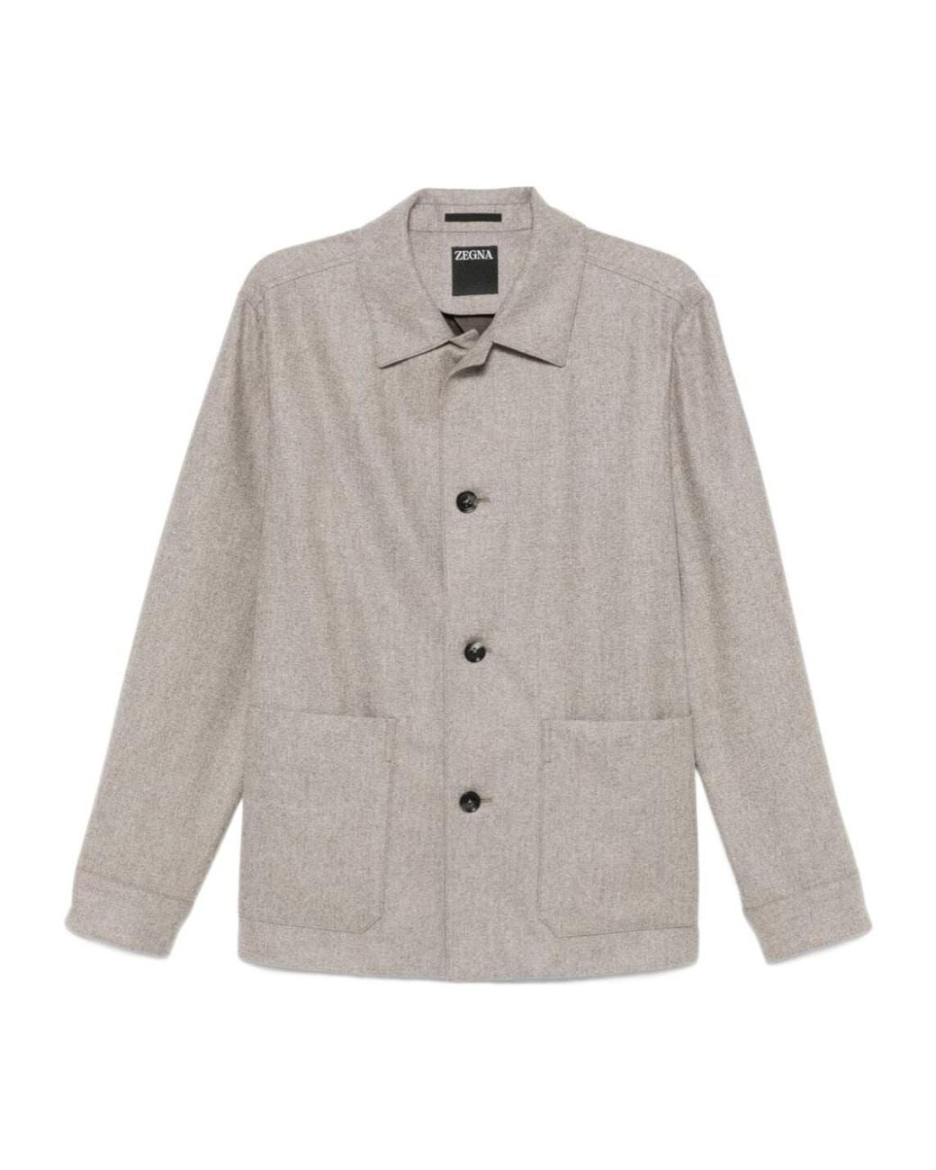 Zegna Gray Long-Sleeved Casual Jacket for men