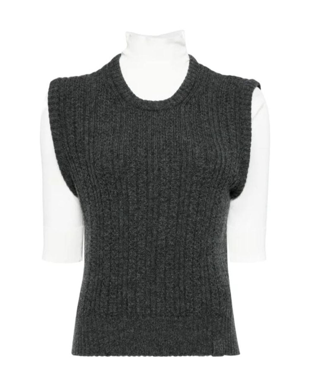 Victoria Beckham Black Mock-Neck Knitted Top