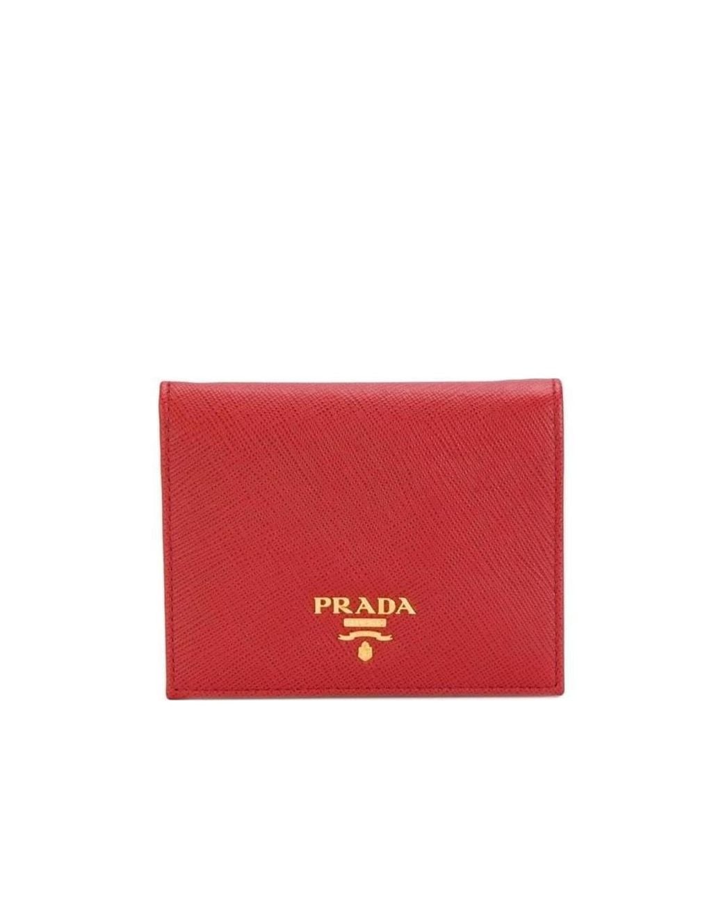 Prada Red Logo Compact Wallet