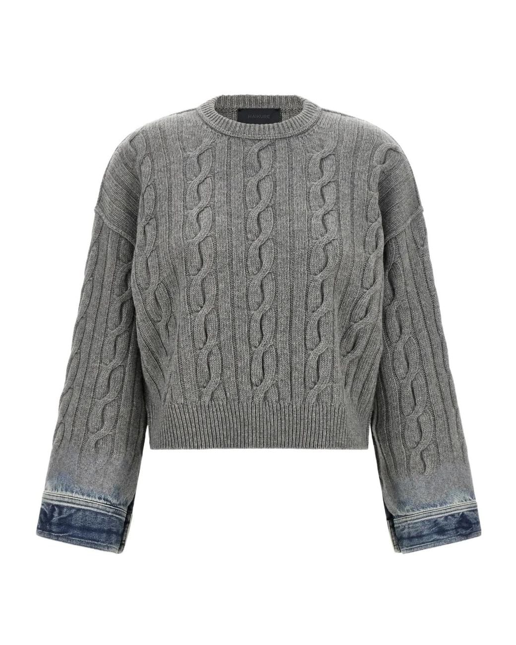 Haikure Gray Cropped Knit Sweater