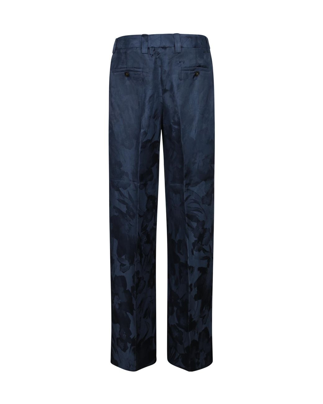 Incotex Blue Floral Jacquard Straight-Leg Pants