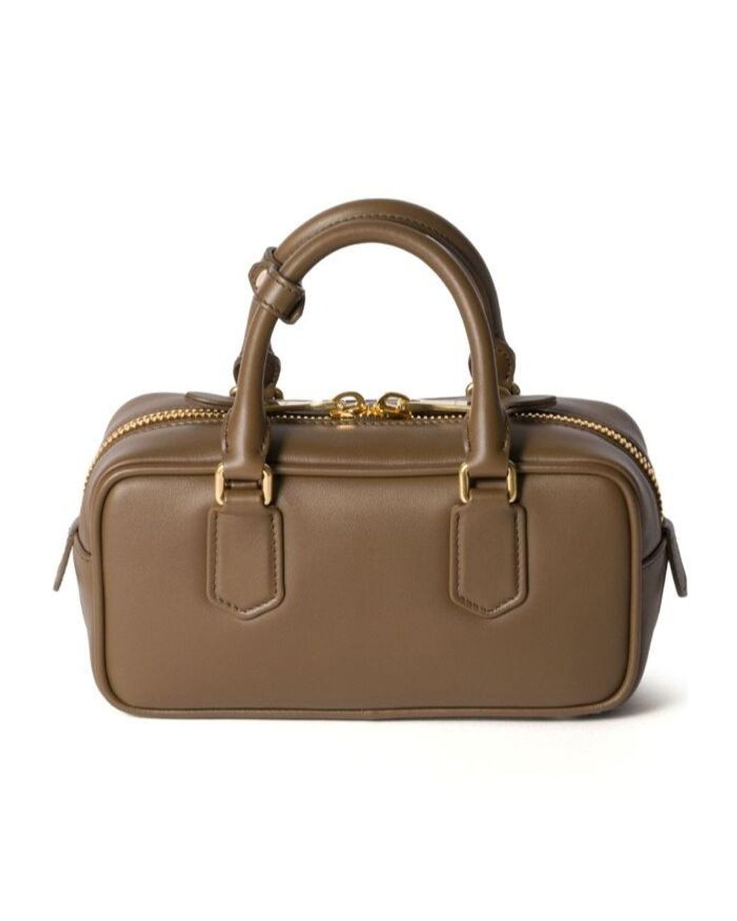 Miu Miu Brown Logo-Embossed Small Tote Bag