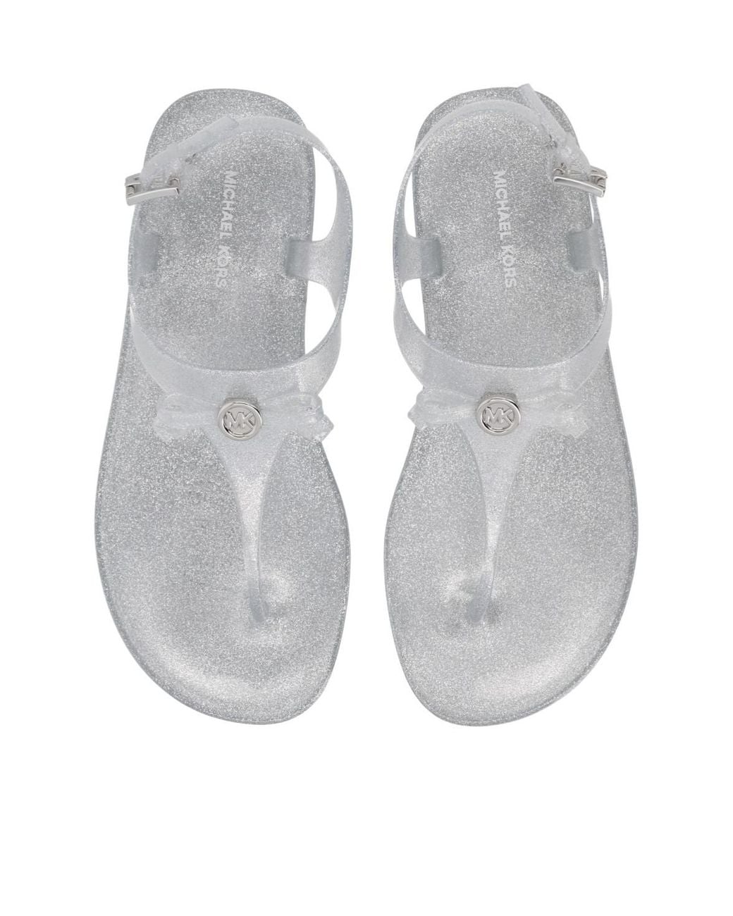 MICHAEL Michael Kors White Logo Plaque Thong Sandals